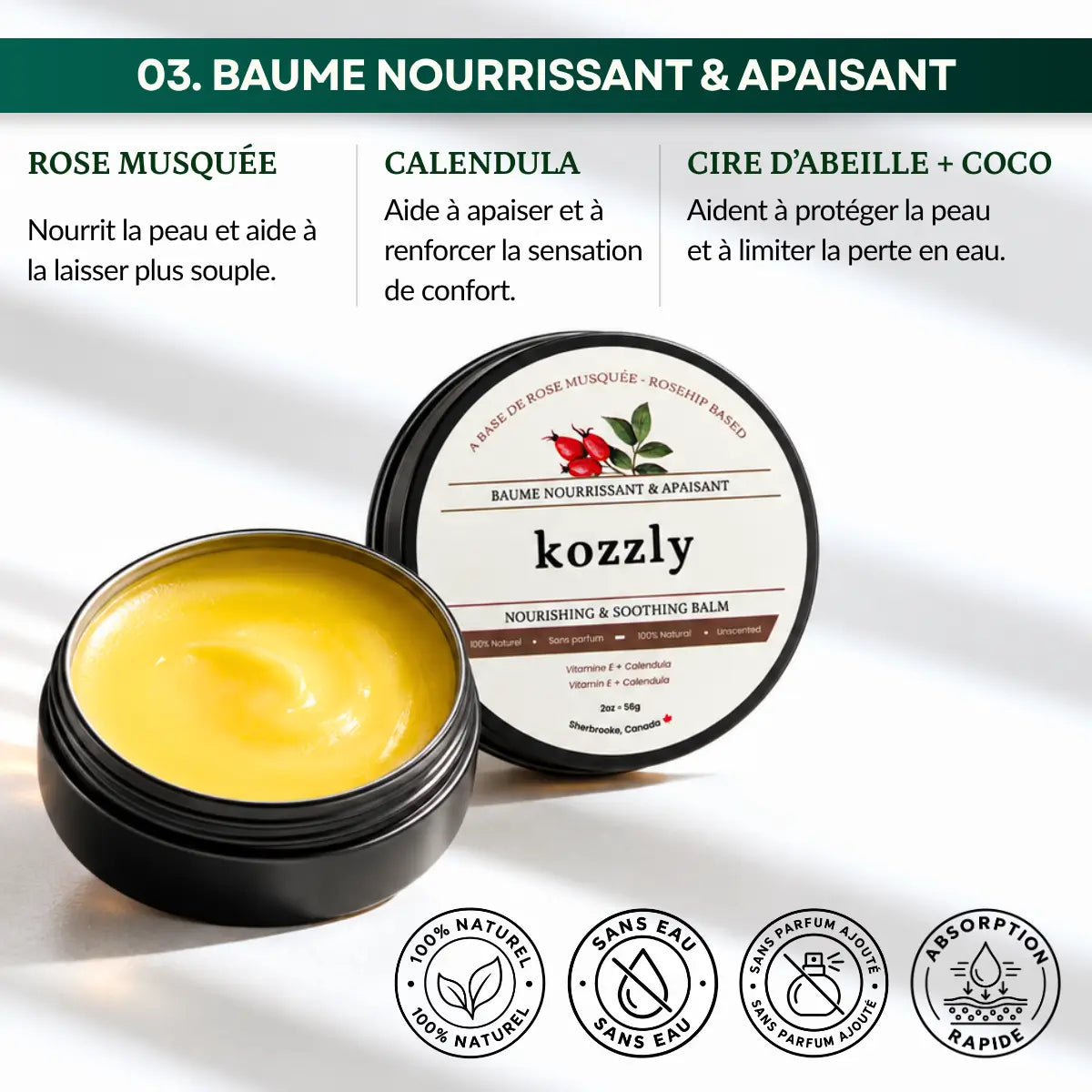 LE RITUEL KOZZLY · 3 ÉTAPES POUR PEAUX RÉACTIVES